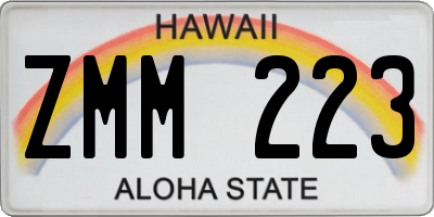 HI license plate ZMM223