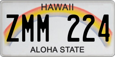 HI license plate ZMM224