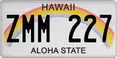 HI license plate ZMM227