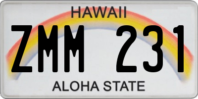 HI license plate ZMM231