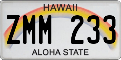 HI license plate ZMM233