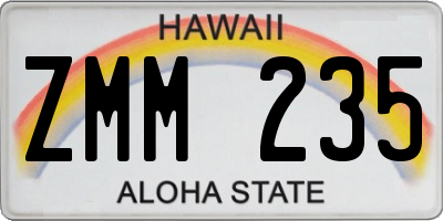 HI license plate ZMM235