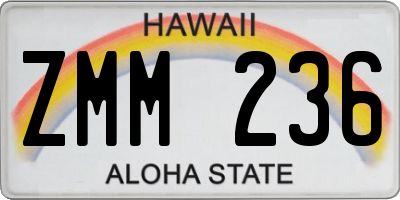 HI license plate ZMM236