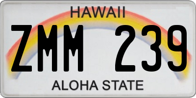 HI license plate ZMM239