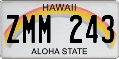 HI license plate ZMM243