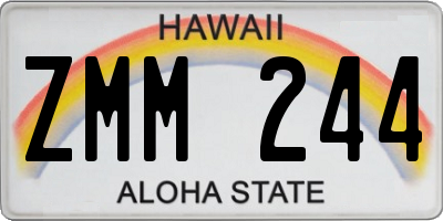 HI license plate ZMM244