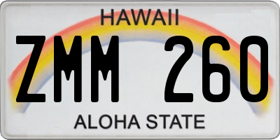 HI license plate ZMM260