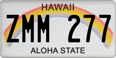 HI license plate ZMM277