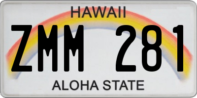 HI license plate ZMM281