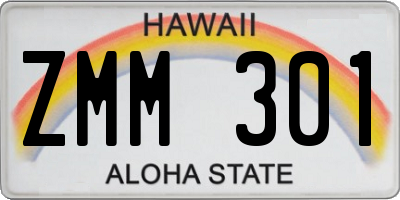 HI license plate ZMM301