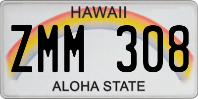 HI license plate ZMM308