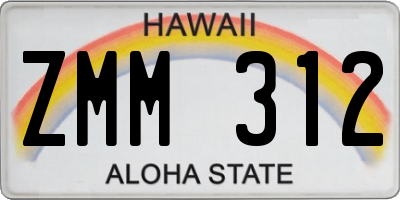 HI license plate ZMM312