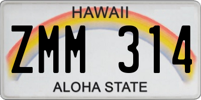HI license plate ZMM314
