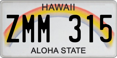 HI license plate ZMM315