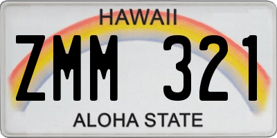 HI license plate ZMM321