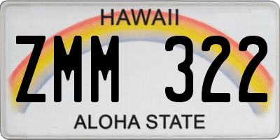 HI license plate ZMM322