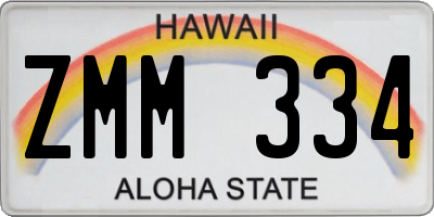 HI license plate ZMM334