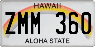 HI license plate ZMM360