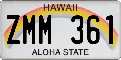 HI license plate ZMM361