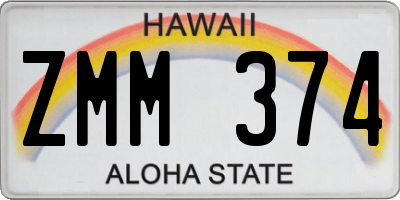 HI license plate ZMM374