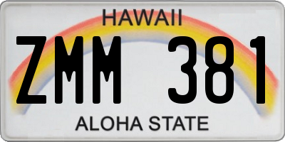 HI license plate ZMM381