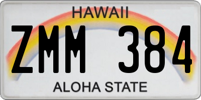 HI license plate ZMM384