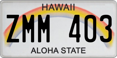 HI license plate ZMM403