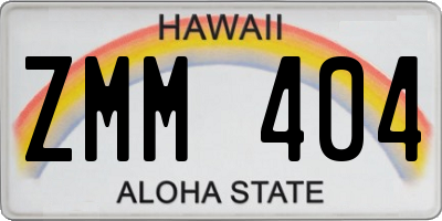 HI license plate ZMM404