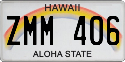 HI license plate ZMM406