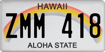 HI license plate ZMM418