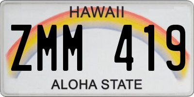 HI license plate ZMM419
