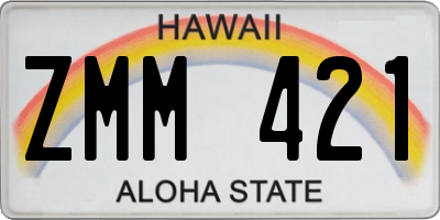 HI license plate ZMM421