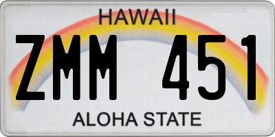 HI license plate ZMM451