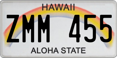 HI license plate ZMM455
