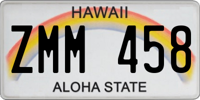HI license plate ZMM458