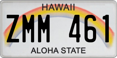 HI license plate ZMM461