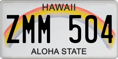 HI license plate ZMM504