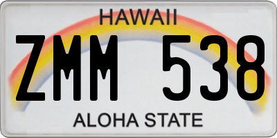 HI license plate ZMM538