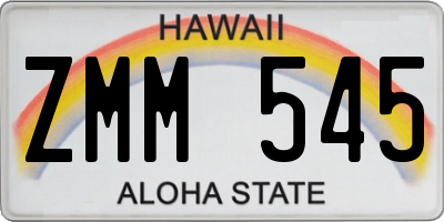 HI license plate ZMM545