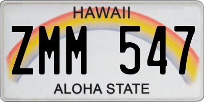HI license plate ZMM547
