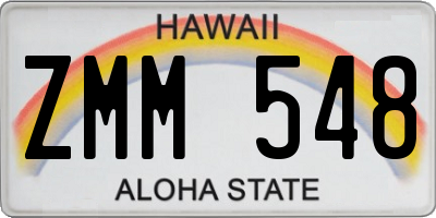 HI license plate ZMM548