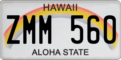HI license plate ZMM560