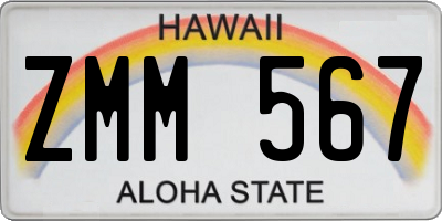 HI license plate ZMM567