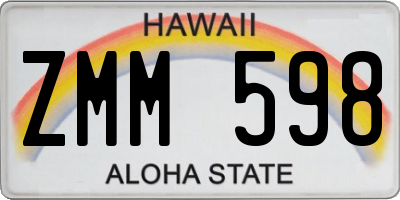 HI license plate ZMM598