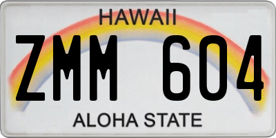 HI license plate ZMM604