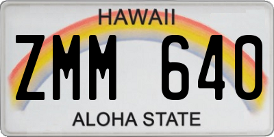 HI license plate ZMM640