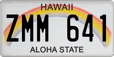 HI license plate ZMM641