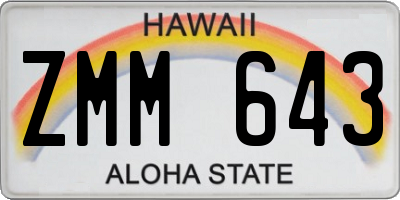 HI license plate ZMM643