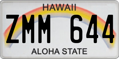 HI license plate ZMM644