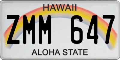 HI license plate ZMM647